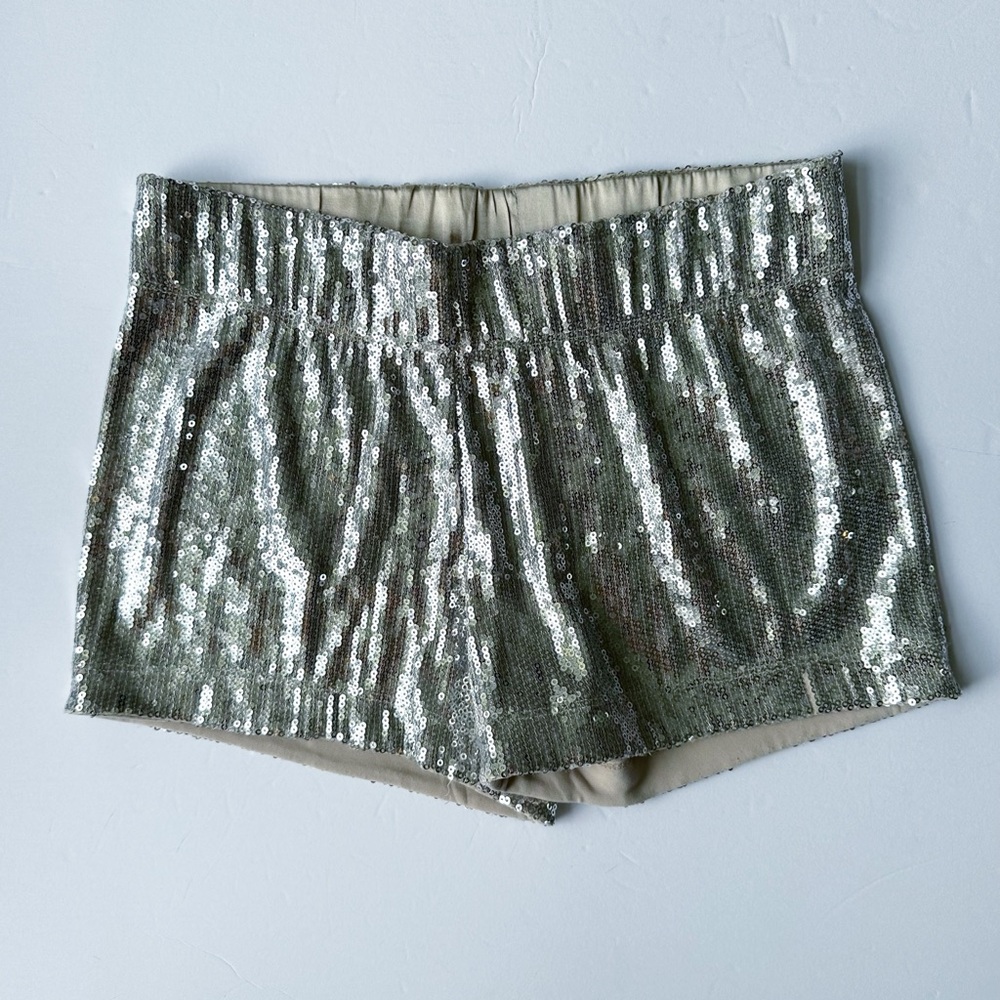 Alice + Olivia Silver Sequin Shorts